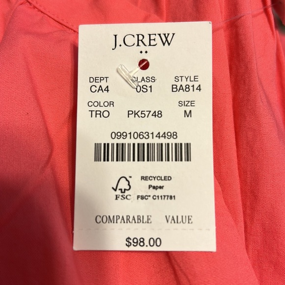 NWT JCrew Cotton poplin tiered dress, Size M - Picture 5 of 5